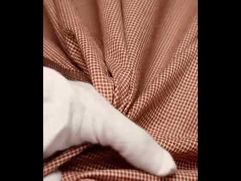 Check Brown & White Pure Cotton 93 GSM Handwoven Fabric — video