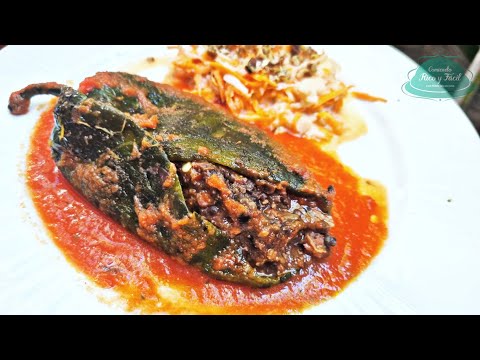 Chiles rellenos de FRÍJOLES con LONGANIZA Comiendo Rico y Fácil