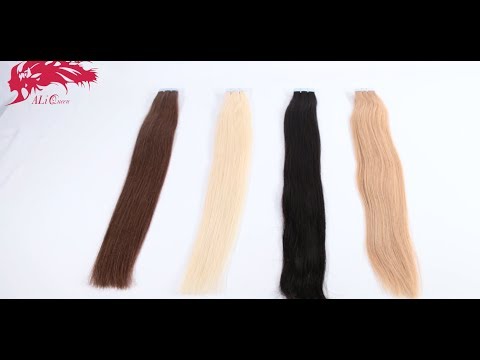 Ali Queen 100% Human Hair 20p/lot Tape In Hair Extensions Video Review