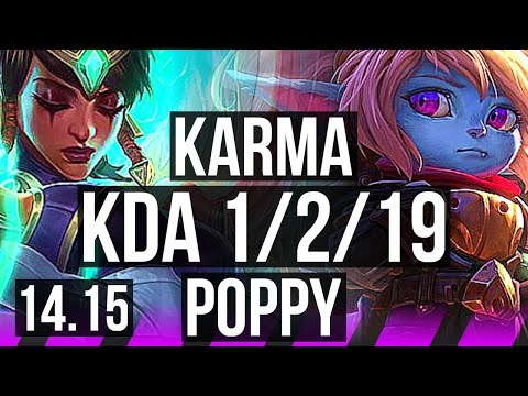 KARMA & Ezreal vs POPPY & Zeri (SUP) | 1/2/19, 600+ games | EUW Master | 14.15
