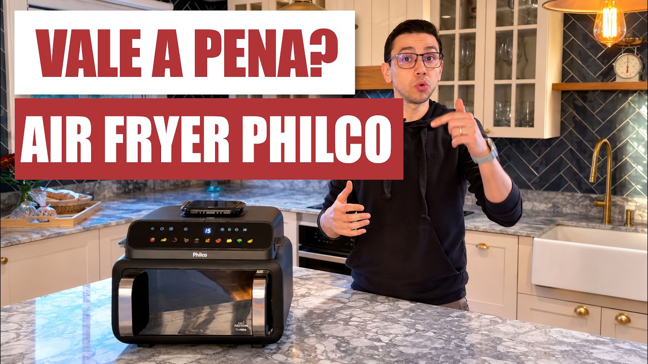 Miniatura da avaliação em vídeo de Fritadeira Air Fry Philco Jumbo Inox 7,2 Litros