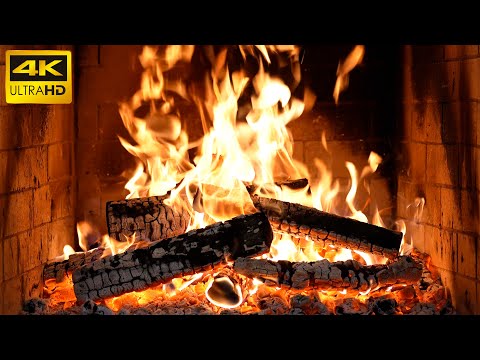 🔥 Calm Burning Fireplace Glow with Crackling Logs for a Cozy Holiday Night 🔥 Fireplace 4K