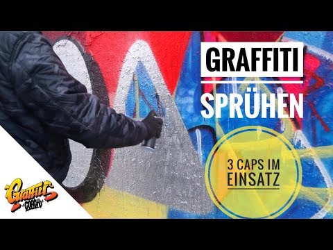 Spraying graffiti - 3 different caps in use - Graffiti Coach