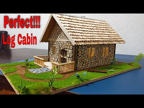 DIY - DIORAMA PROJECTS | How To Make Log Cabin - Wooden house .-Woodworking