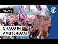 Beelden: drukte bij protestactie in Amsterdam
