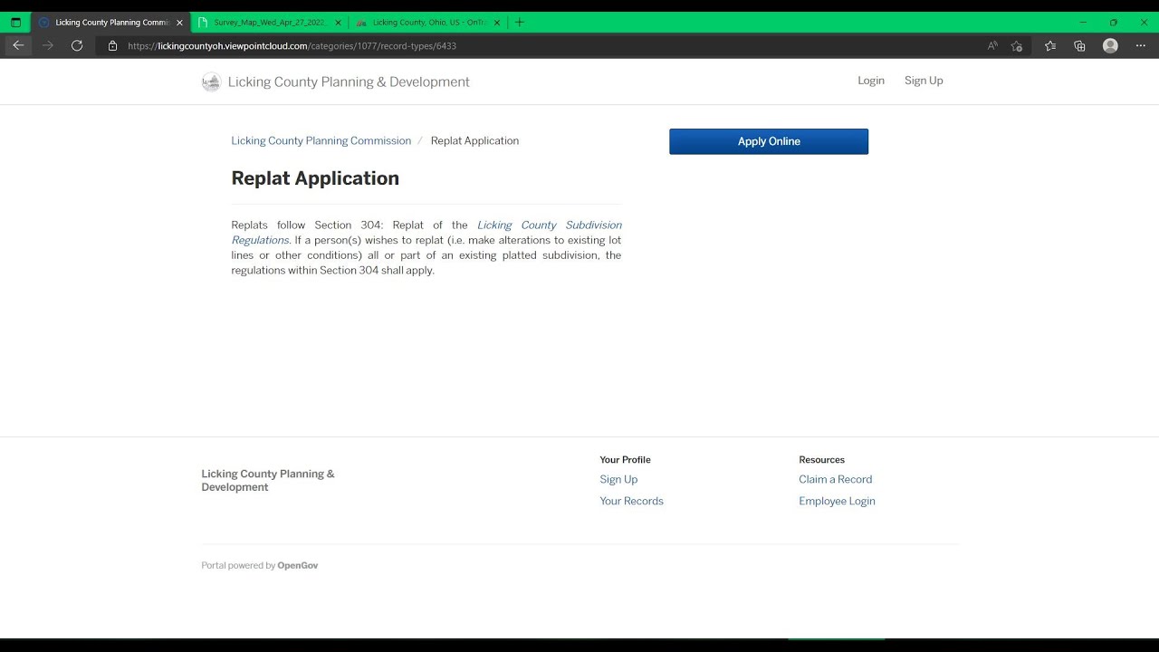 OpenGov Tutorial - Replat Application Process