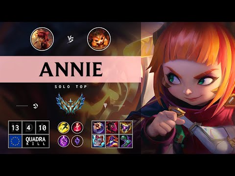 Annie Top vs Gnar: Quadra Kill, Legendary - EUW Challenger Patch 14.15