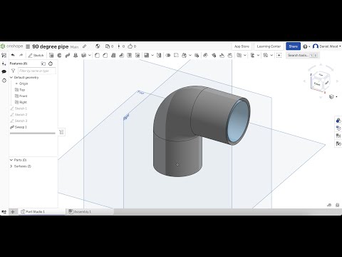 Bend a hollow pipe at 90 degree angle in Onshape
