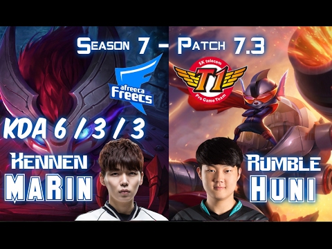 AFs MaRin KENNEN vs SKT T1 Huni RUMBLE Top  - Patch 7.3 KR Ranked