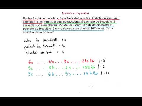 Metoda comparatiei cu 3 necunoscute (nivel sporit de dificultate, clasa a 5-a)