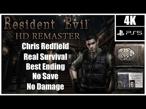 Resident Evil HD Chris Redfield Real Survival Best Ending No Save No Damage (PS5)