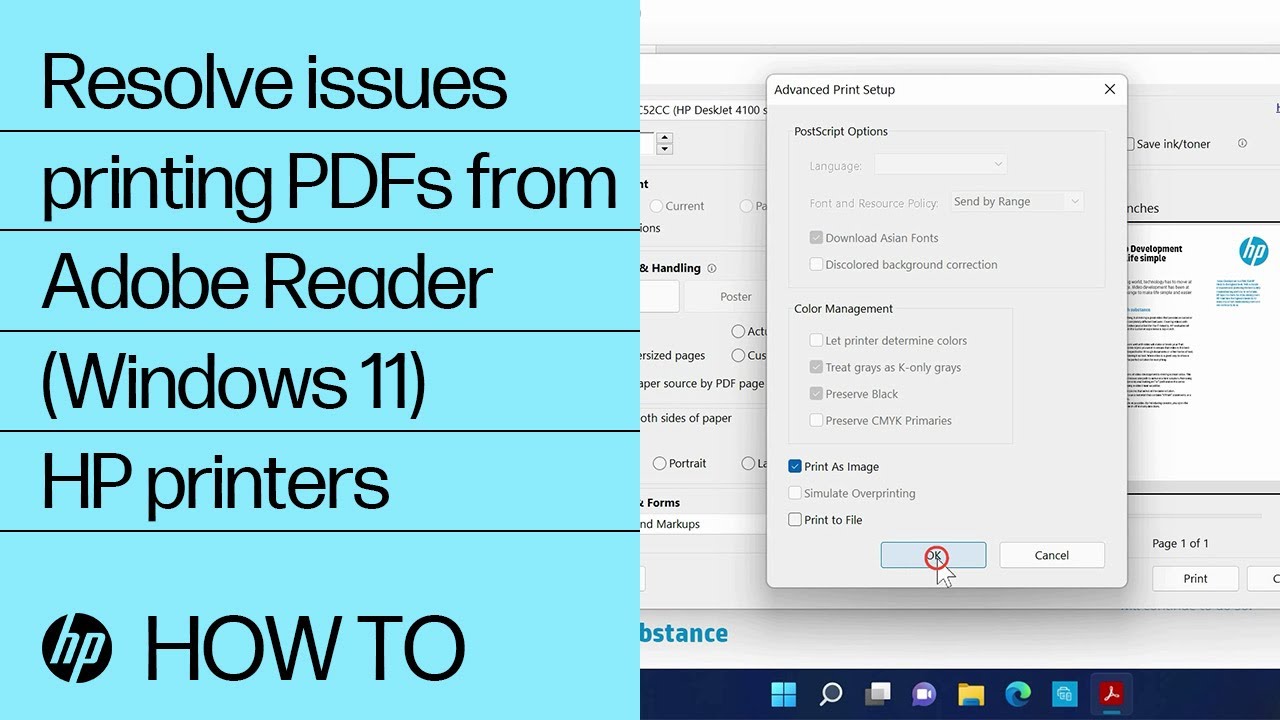 How to resolve issues printing PDFs from Adobe Reader in Windows 11 | HP printers | HP Support