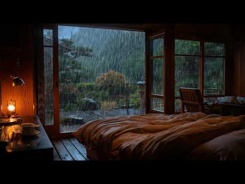 Best Heavy Rain Sounds in Cozy Garden Bedroom 🌧️ Rain on Window for Deep Sleep, Focus, Study