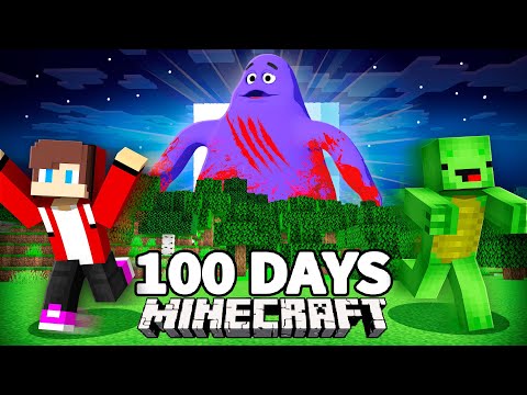 I Survived 100 Days Of GRIMACE SHAKE and Attack On in Minecraft Challenge - Maizen