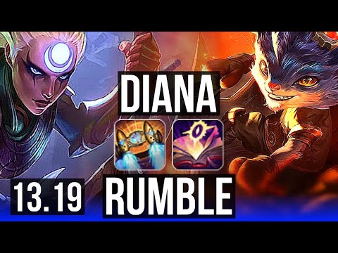 DIANA vs RUMBLE (MID) | Rank 2 Diana, 600+ games, 6/1/0, Dominating | NA Challenger | 13.19