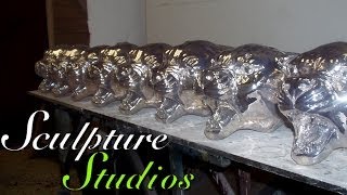 Chrome Jaguar Heads by Sculpture Studios