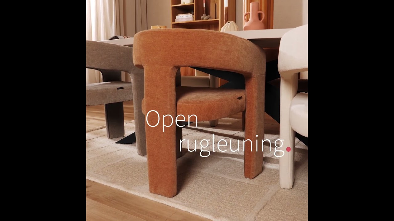 Scandinavische eetkamerstoel Bibi chenille off white