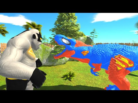 GORO BATMAN VS SUPERMAN T-REX DEATH RUN - Animal Revolt Battle Simulator ARBS
