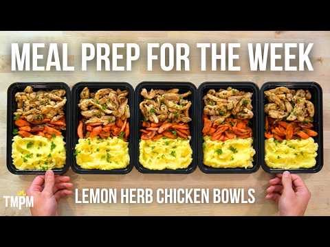 These Garlic Butter Mashed Potatoes are Rocking my World | Lemon Herb Chicken Bowls Meal Prep