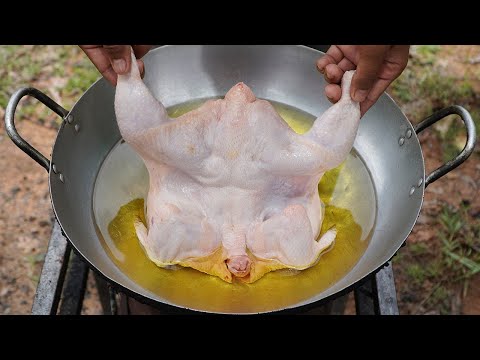 Deep Fried Chicken Recipe | Crispy Whole Chicken Cooking in Village | Eating Crunchy Chicken