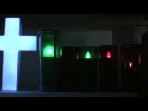 Comparison of several cemetery lights in the dark