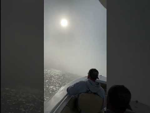 Driving boat into thick fog 😶‍🌫️ 🛥️ #shorts #short #shortvideo #ocean #boat #beach #fog #fishing