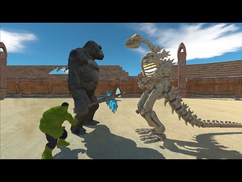 GODZILLA SKELETON VS KING KONG AT THE ARENA - Animal Revolt Battle Simulator