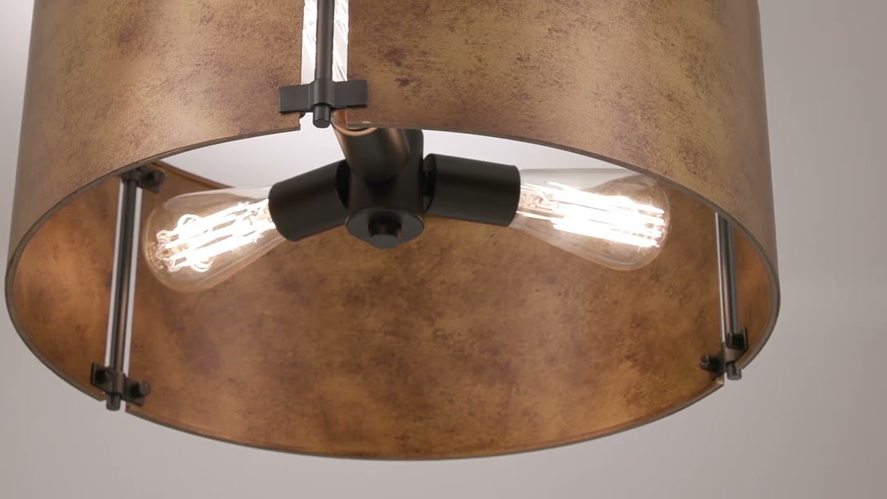 Video 1 Watch A Video About the Possini Euro Julian Rustic Bronze Drum 3 Light Ceiling Light