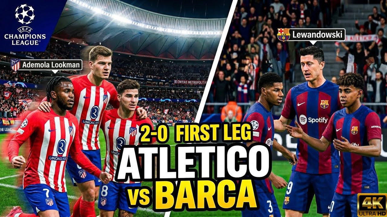 Atletico Madrid vs Barcelona | UCL Simulation 4K | FC26 (2-0 First Leg)