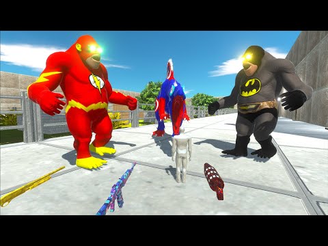 FPS AVATAR VS CAPTAIN AMERICA & BATMAN & FLASH GORO DEATH RUN - Animal Revolt Battle Simulator