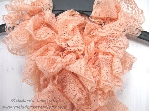 How to Knit a Lacy Ruffle Scarf - Right Handed Version - Mesh Sashay Scarf - Net Yarn Tutorial