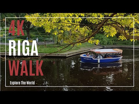 【4K】 Latvia Riga Walk - Along Riga Canal from National Opera to Kronvalda Park with Captions