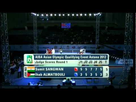 Light Heavy (81kg) SF - Sangwan (IND) vs Almatbouli (JOR) - 2012 AIBA Asian Olympic Qualifying Event