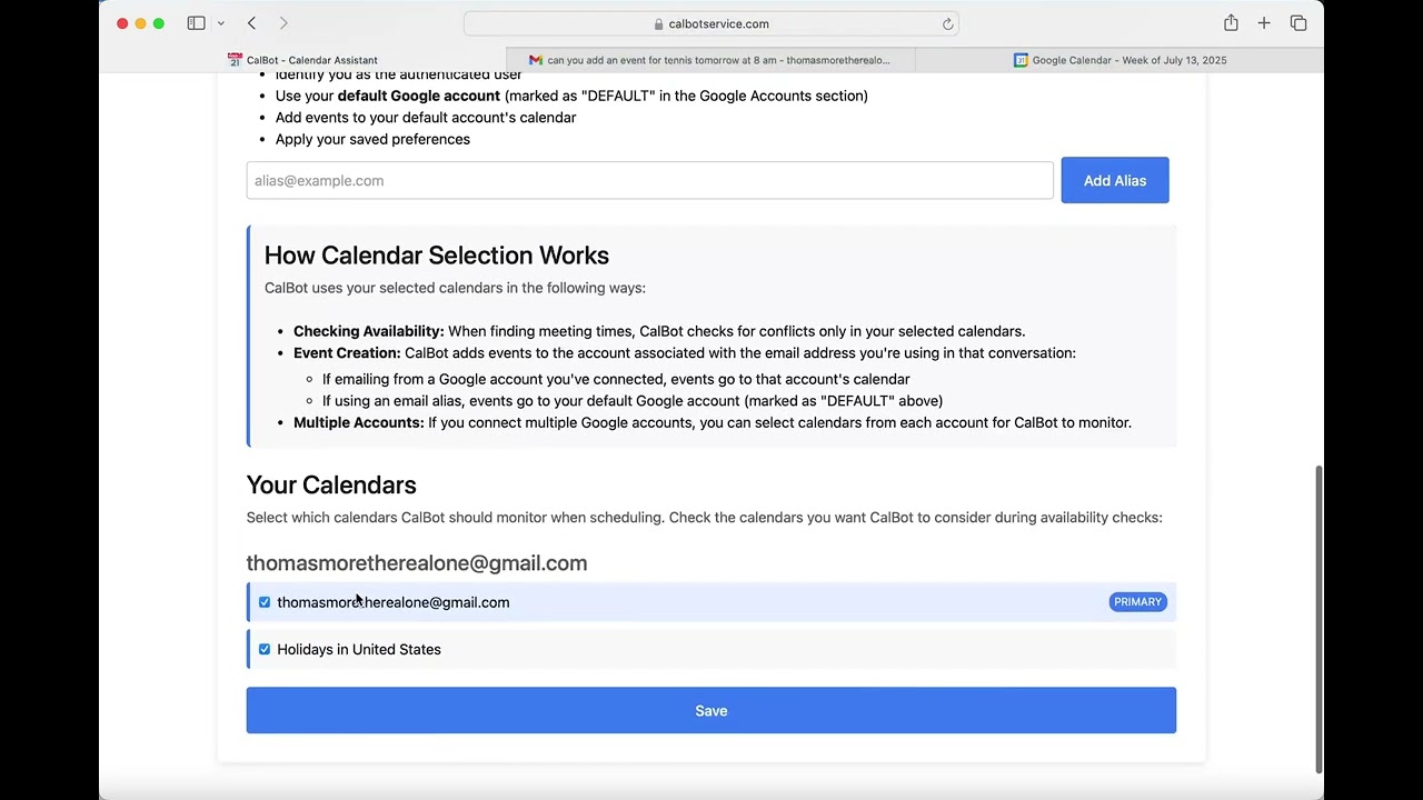 CalBot video preview