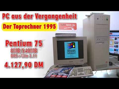 PC aus der Vergangenheit - Toprechner 1995 Originalzustand - Pentium 75 DOS + Windows 3.11 - [4K] Video