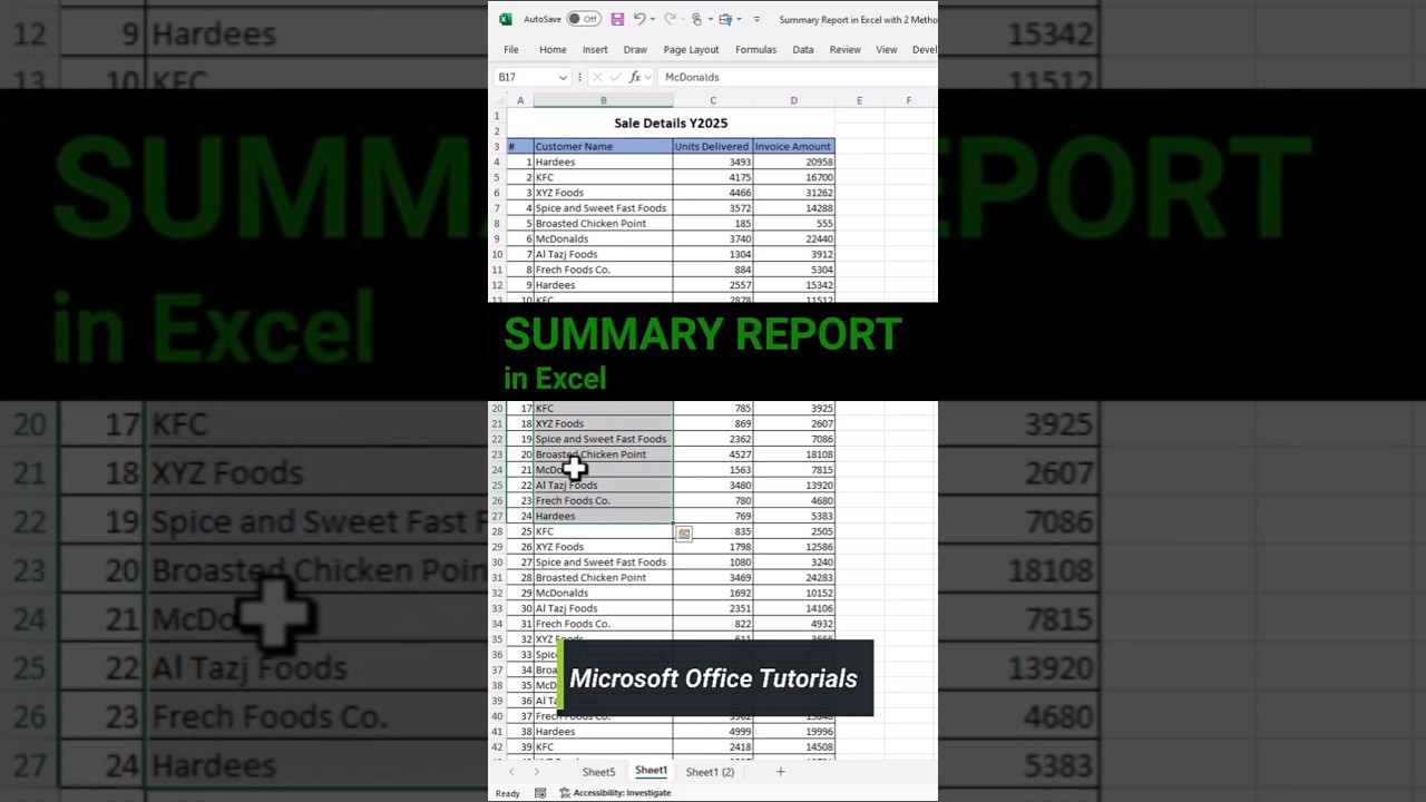 Summary Report in Excel | Quick Summary Report