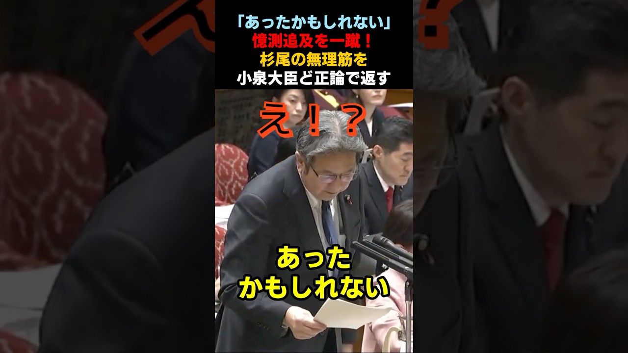 【小泉進次郎】「あったかもしれない」憶測追及を一蹴…杉尾の無理筋をど正論で返す#高市早苗 #政治 #自民党 #小泉進次郎 #立憲民主党 #中道改革連合