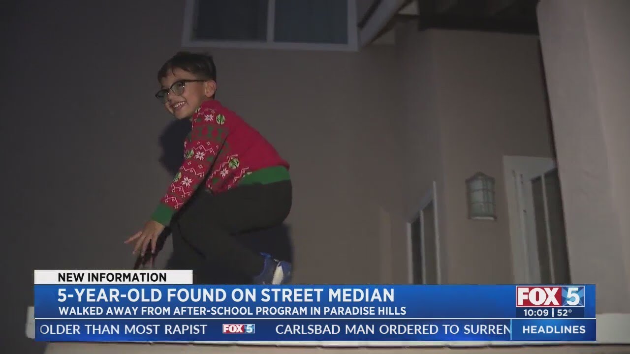 5-year-old found on street median