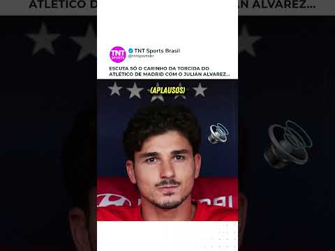 CLIMA ADORÁVEL ENTRE A TORCIDA DO ATLÉTICO DE MADRID E O JULIÁN ALVAREZ… 😬🔴⚪🇦🇷