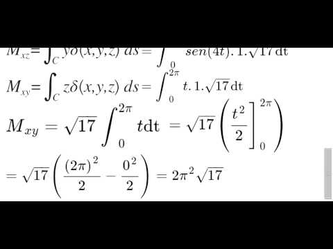 Exercício de Cálculo de Centro de Massa de Mola com Integrais de Linha