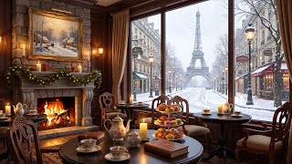 Relaxing Winter Jazz Cafe Music ❄️ Warm Piano Sounds & Fireplace Ideal for Studying, Working