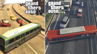 GTA IV VS GTA V Blocking Road With a Bus