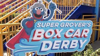 Super Grover's Box Car Derby Roller Coaster - Front Row POV Ride, Sesame Street at SeaWorld Orlando