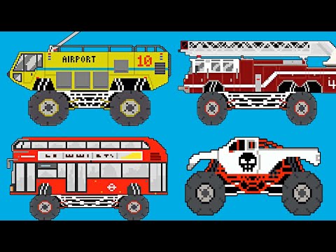 [NEW] Monster Vehicles Part3, Monster Fire Truck and more!  For The Kids | Picture Show [Pixel City]