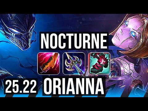 NOCTURNE vs ORIANNA (MID) | 10 solo kills, Legendary | KR Master | 25.22