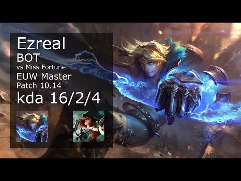 Ezreal ADC & Leona vs Miss Fortune & Pyke - EUW Master 16/2/4 Patch 10.14 Gameplay