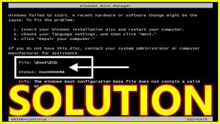 [Solved] Windows Failed To Start or Windows Boot Manager BCD Issue When Power On The Computer.