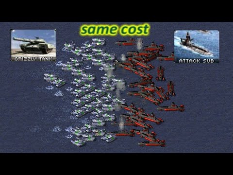 Grizzly vs Typhoon Sub - Same Cost Battle: Red Alert 2