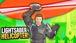 WORKING LIGHTSABER HELICOPTER IN VIRTUAL REALITY - Blades and Sorcery VR Mods (Star Wars)