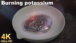 What happens when potassium burns?